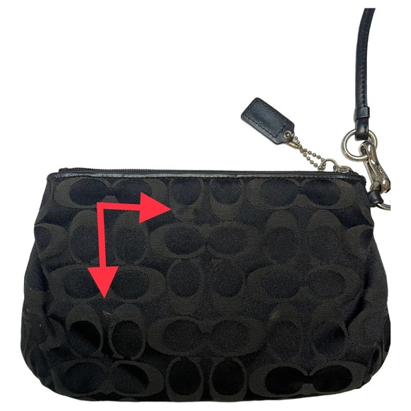 Coach Wristlet Womens Signature Monogram Fabric Zip Closure Black Gray/Green - Picture 13 of 13